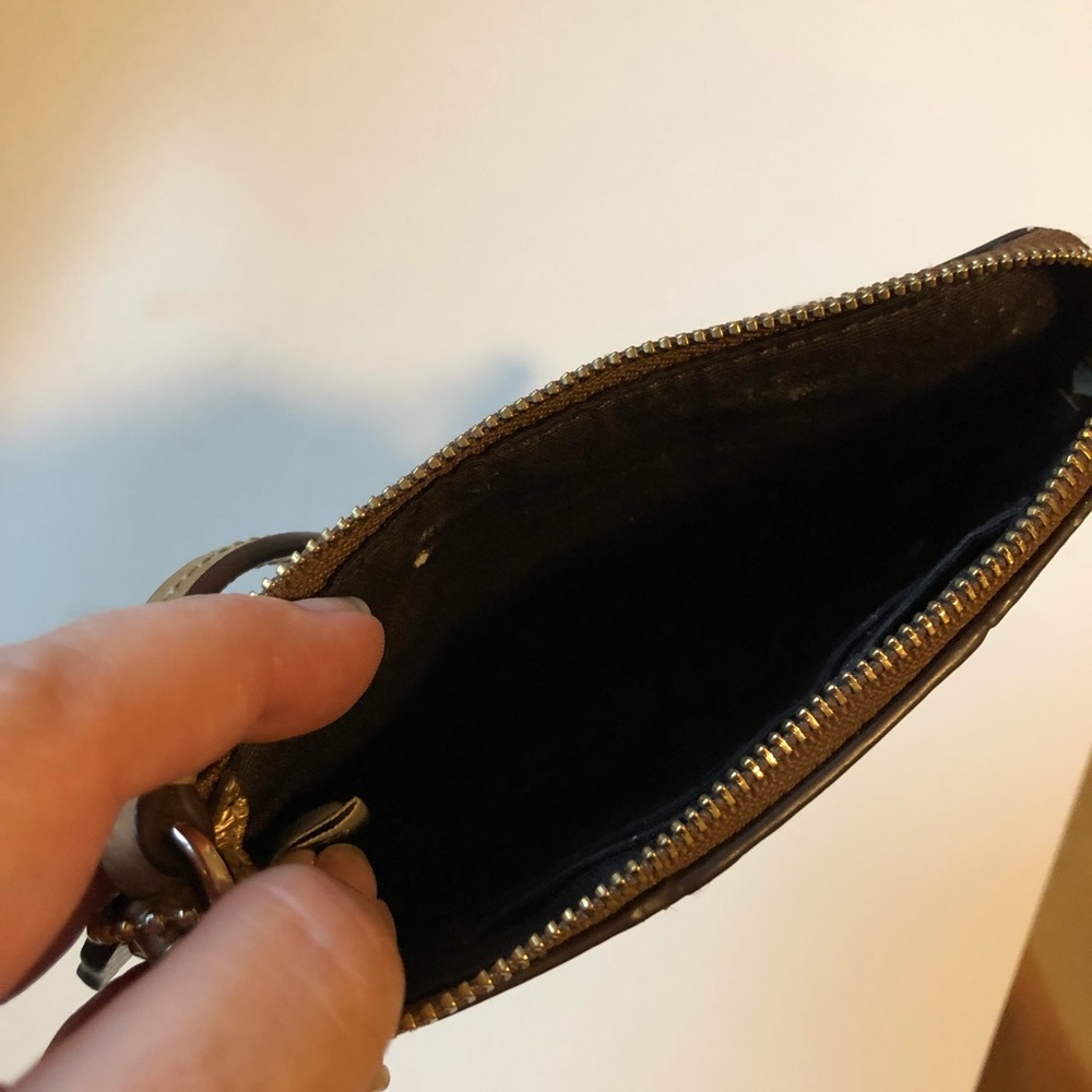 Coach Small signature Brown/Gold wristlet - Picture 3 of 5